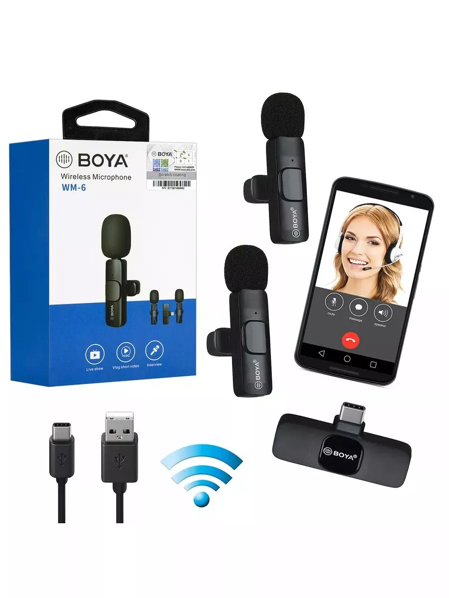 Микрофон накамерный WM-6 Type-C 2 MIC Boya 189207340 купить за 1 256 ₽ в  интернет-магазине Wildberries