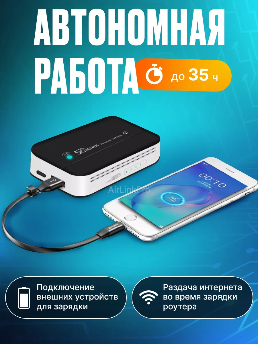 Карманный wifi роутер модем с сим картой 4g 5g вай фай AirLinkPro 189210063  купить за 4 704 ? в интернет-магазине Wildberries