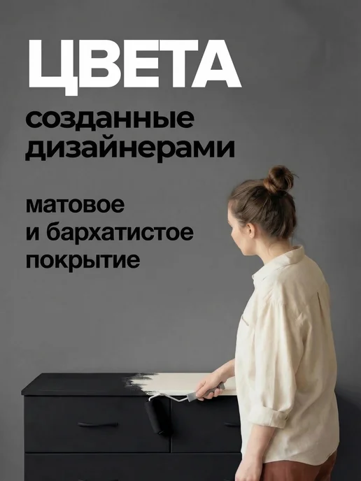 Aturi Design Краска для мебели и дерева без запаха меловая быстросохнущая, черный, фото 3