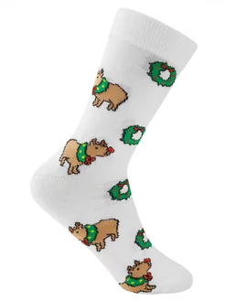 Новогодние носки с принтом высокие длинные Yes!Socks 189271230 купить за 201 ₽ в интернет-магазине Wildberries