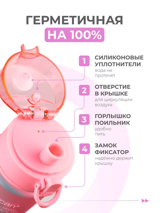 powcan Бутылка для воды 400 мл детская в школу девочкам, 400 мл, фото 7