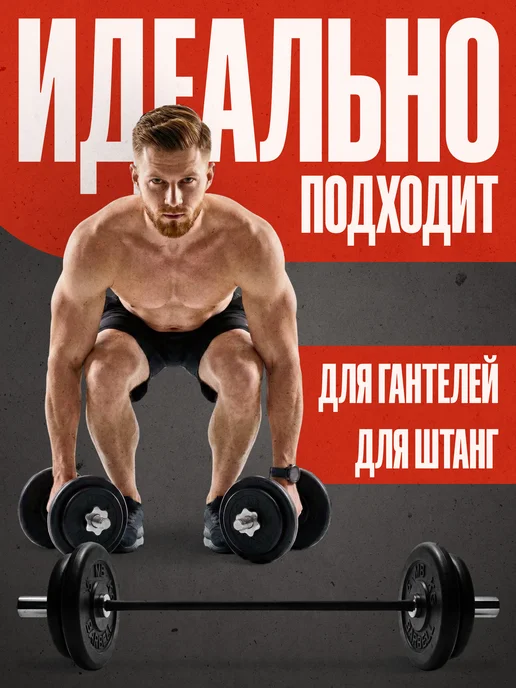 Mbbarbell Стандарт Диск для штанги 31 мм 10 кг с металлической втулкой, 10 кг, фото 4