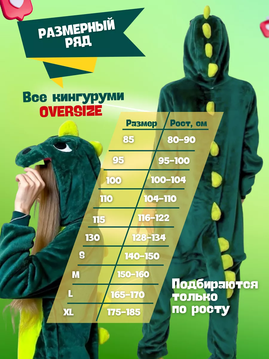 Кигуруми дракон зеленый для девочек пижама для дома подарок 189517006  купить за 1 197 ₽ в интернет-магазине Wildberries