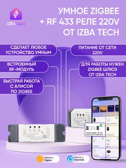 Умное реле Zigbee+RF на 2 канала для Алисы от Tuya 220v Izba Tech - Умный дом 189547354 купить за 1 692 ₽ в интернет-магазине Wildberries