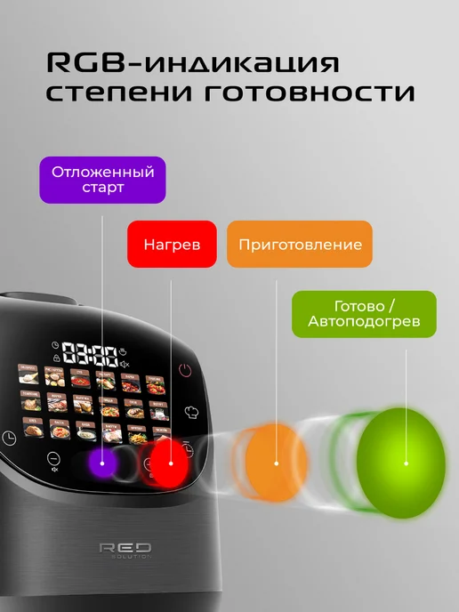 RED SOLUTION СOLORSENSE Мультиварка 5 литров с мультиповаром и су-вид RMC-88, красный, фото 4