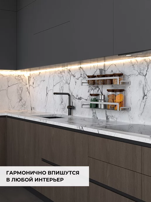 BirdKey Полка для кухни серая-2 вариант, серый, фото 3
