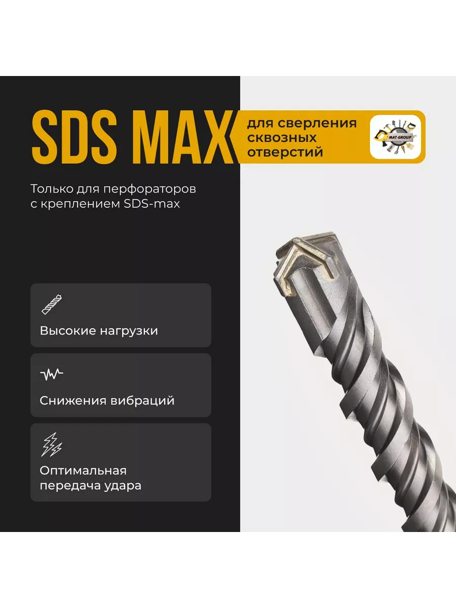 Sds-max/ Буры для перфоратора SDS MAX / бур 24х600мм MAT-GROUP 189654450  купить за 934 ₽ в интернет-магазине Wildberries