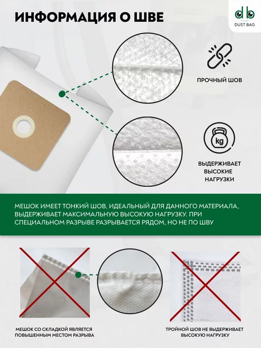 DUST BAG Мешки для пылесоса универсальные DB UN 52 (5 шт.) сменные, 5 шт, фото 5