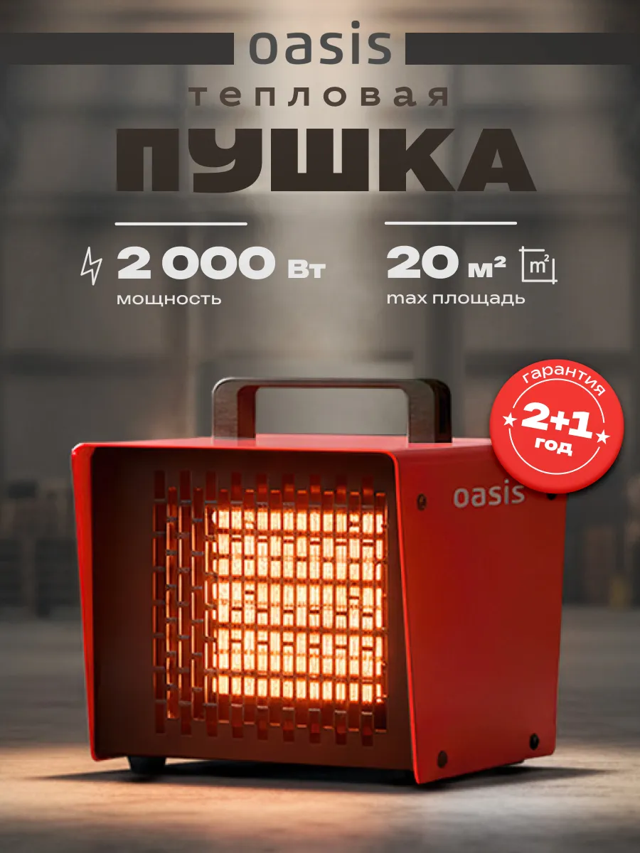 Пушка тепловая электрическая обогреватель для дома 2000 Вт