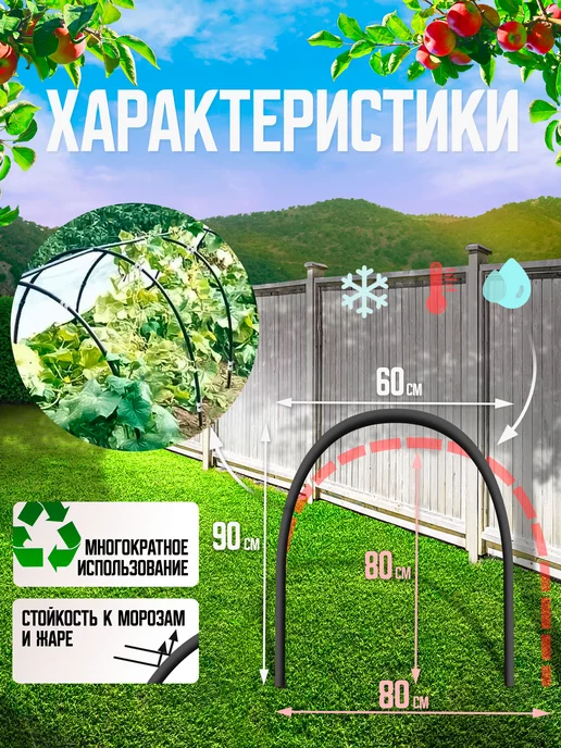 Комплект дуг креплений зажимов колышков парниковых Каркас 8м для сборки парника, 8 м, фото 3