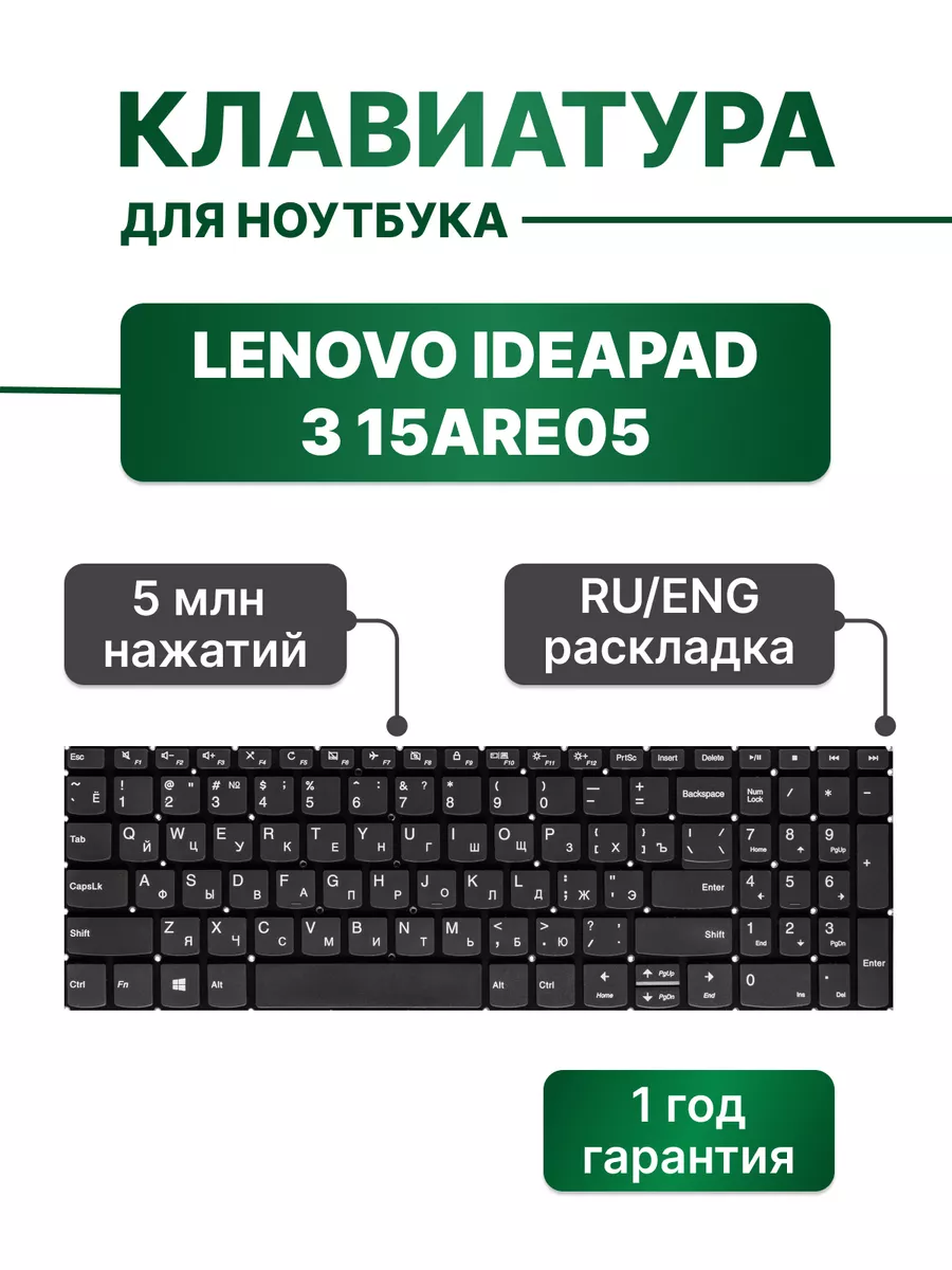 Клавиатура серая без рамки для IdeaPad 3 15ARE05 Lenovo купить по цене 24,36 р. в интернет-магазине Wildberries в Беларуси | 189708007