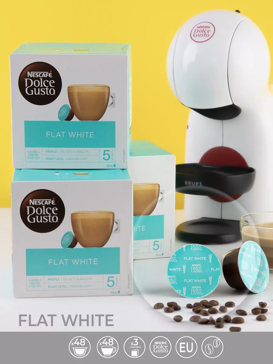 Флэт Уайт кофе в капсулах Dolce Gusto Flat white 48шт Nescafe Dolce Gusto  189719333 купить в интернет-магазине Wildberries