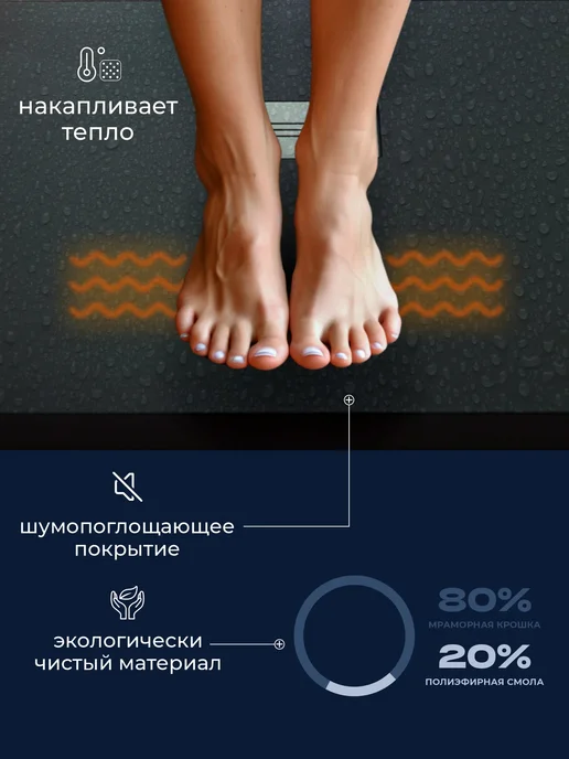 INRAIN Поддон для душа 110x80 из искусственного камня Графит, 110x80, графит, фото 5