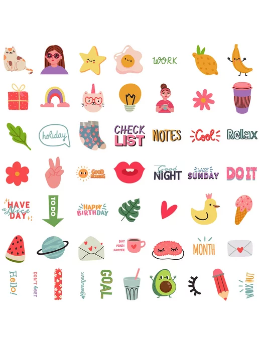 StickerHub Наклейки на телефон в дневнике или тетраде. 50шт, 50 шт, фото 2