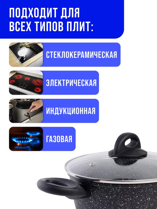 Кастрюля антипригарная с крышкой 1,7 л - фото 6