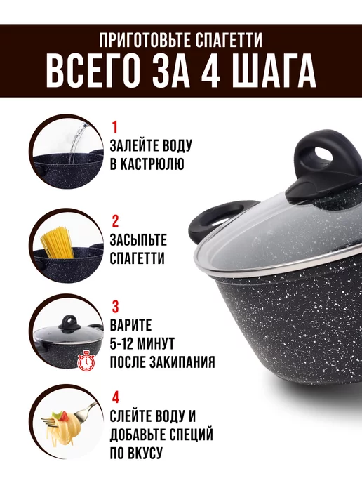 Кастрюля антипригарная с крышкой 1,7 л - фото 7