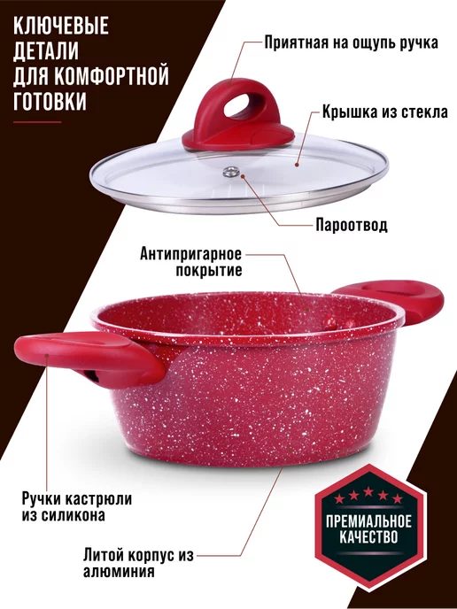 Кастрюля антипригарная с крышкой 1,7 л - фото 5