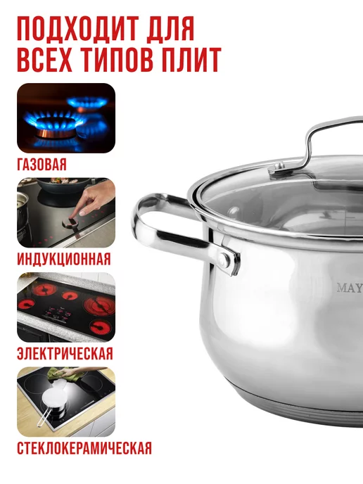 Набор кастрюль с крышками 4 шт нержавейка - фото 6