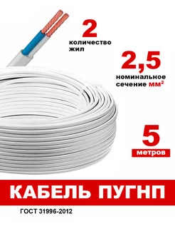 Провод ПУГНП 2х2.5 мм2, провод пугнп, силовой медный, 5м 189758544 купить за 265 ₽ в интернет-магазине Wildberries