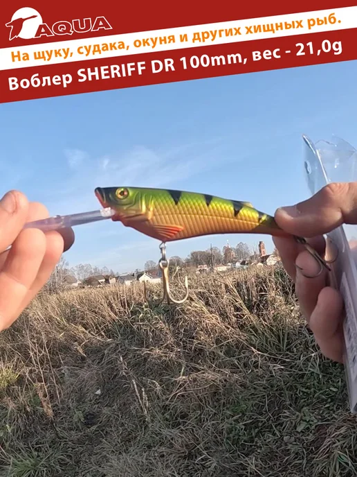 Aqua Воблер рыболовный плавающий Sheriff dr 100mm 21g цвет 023, 21 г, фото 8