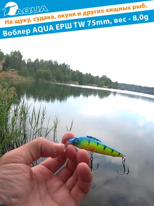 Aqua Воблер рыболовный плавающий Ерш Tw 75mm 8g цвет 007, 8 г, фото 4