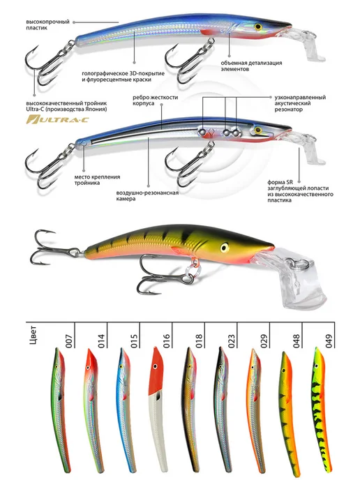 Aqua Воблер рыболовный плавающий Twist SR 100mm 7g цвет 007, 7 г, фото 2