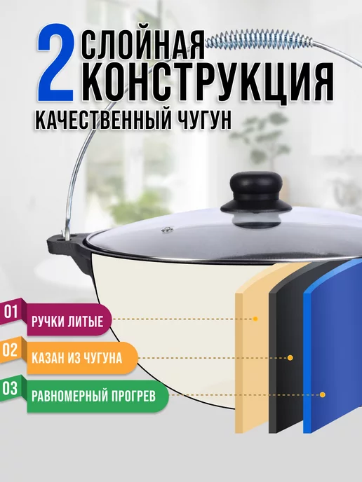 Казан чугунный 10 л - фото 4