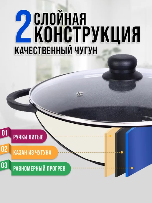 Казан чугунный 4 л - фото 4