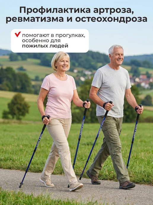Motiways Палки для скандинавской ходьбы телескопические 65-135, синий, фото 4