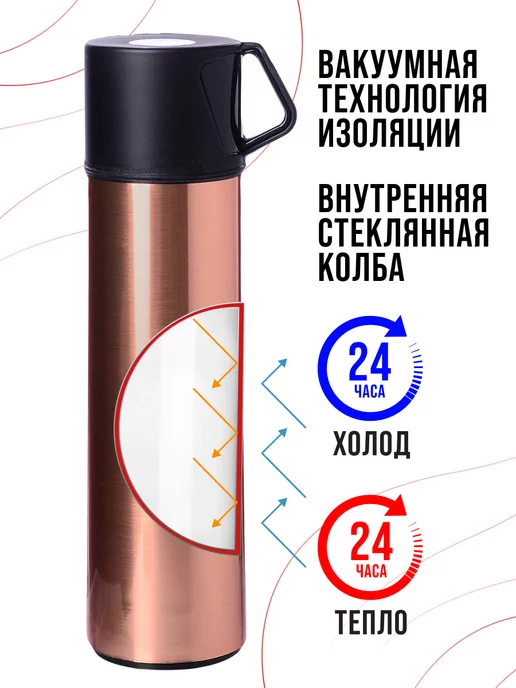 Термос для чая со стеклянной колбой до 0,5 литра - фото 12