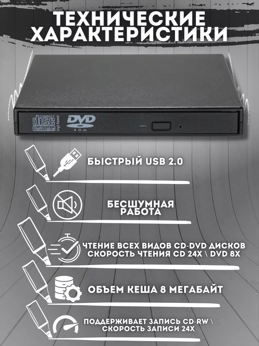 Внешний дисковод DVD оптический привод RW CD NextDrive 189921102 купить за  987 ₽ в интернет-магазине Wildberries