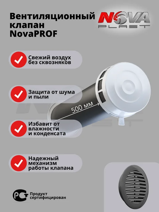 NOVAplast Приточный клапан стеновой кив-125 Nova PROF, вариант