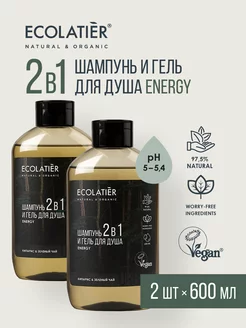 Гель для душа и шампунь 2 в 1, 600 мл, 2 шт ECOLATIER 189951623 купить за 456 ₽ в интернет-магазине Wildberries