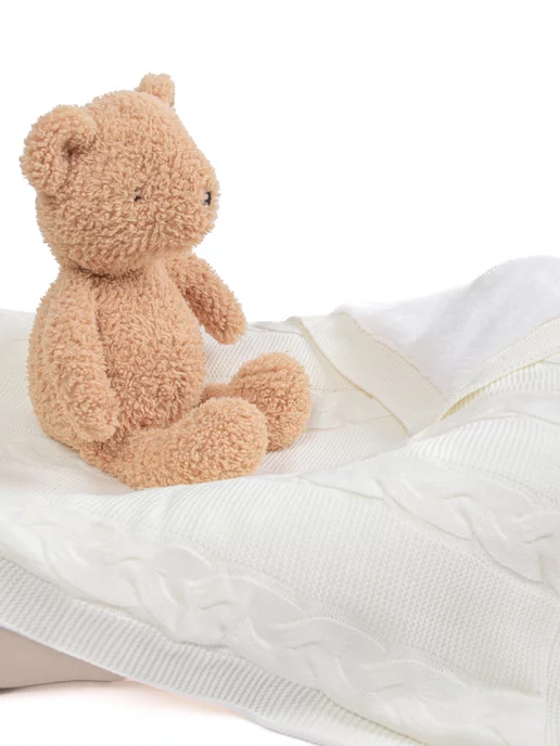 AINA Baby Теплый плед для новорожденных вязаный на выписку зима, белый, фото 5