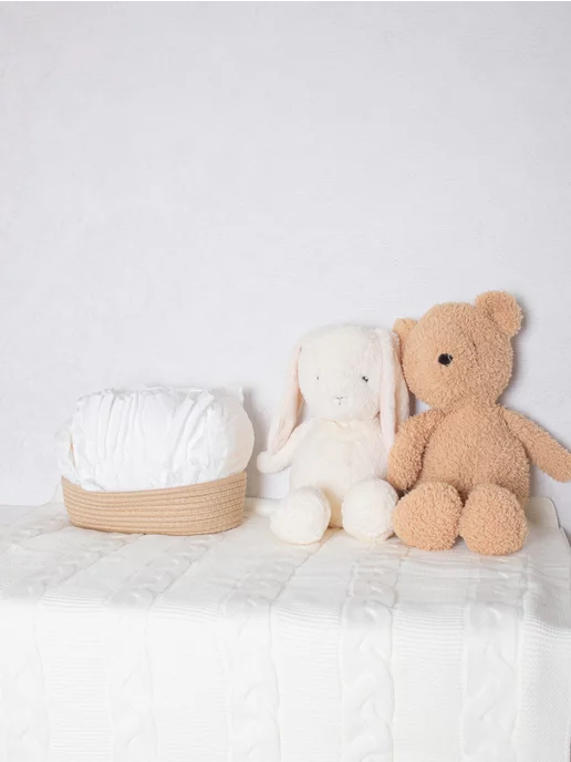 AINA Baby Теплый плед для новорожденных вязаный на выписку зима, белый, фото 7