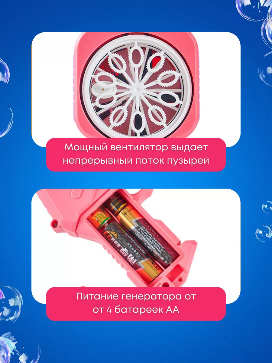 Пистолет генератор мыльных пузырей с подсветкой Bubble loid 189996347  купить за 431 ₽ в интернет-магазине Wildberries