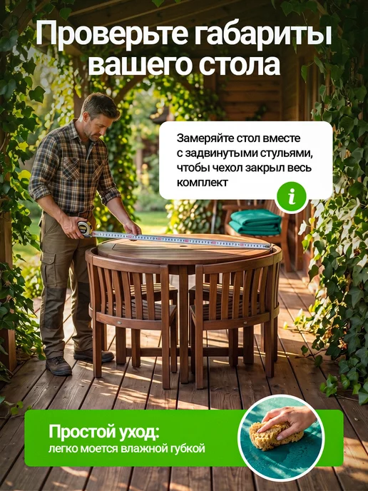 Fler Чехол для садового стола 110х70 см, зеленый, 130x70 см, фото 5