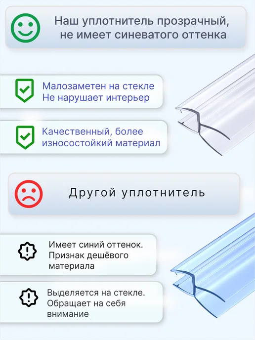 MONSOON˙ Уплотнитель для душевой кабины 8 мм ТЦ12 U3211 73 см, вариант, фото 6