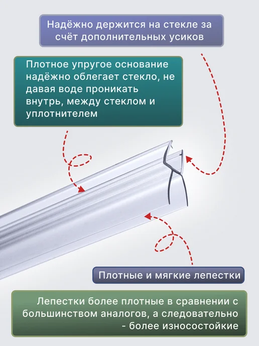 MONSOON˙ Уплотнитель для душевой кабины 5-6 мм ТЦ12 U3203 73 см, вариант, фото 5