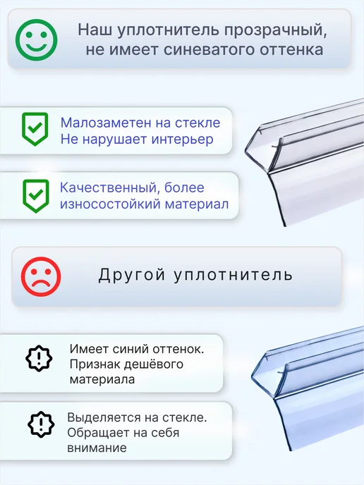 MONSOON˙ Уплотнитель для душевой кабины 5-6 мм Ц-образный U3209 73 см, вариант, фото 6