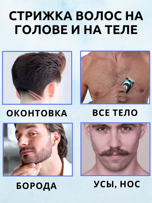 Geemy Электробритва для стрижки, усов и бороды (3мм, 6мм, 9мм.), серый, фото 4