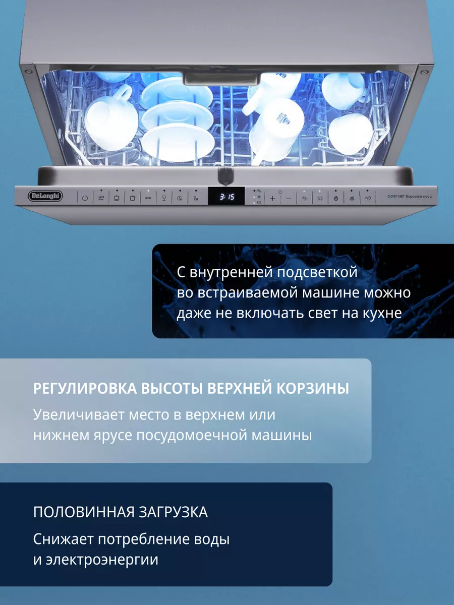 Встраиваемая посудомоечная машина DDW 06F Supreme Nova Delonghi 190073821  купить за 46 200 ₽ в интернет-магазине Wildberries