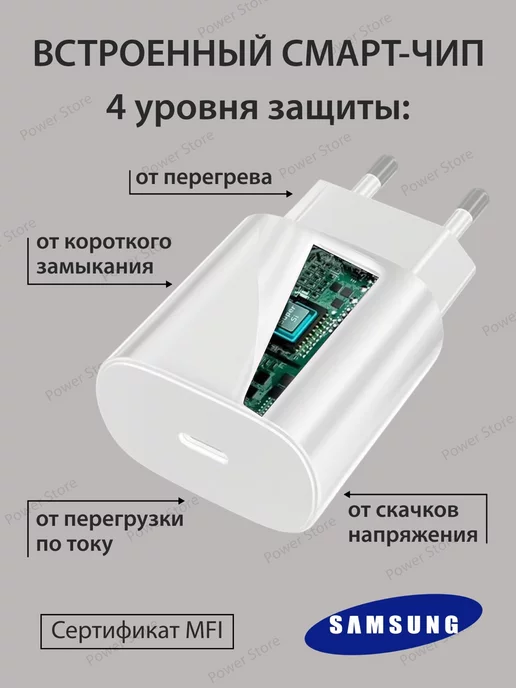 Samsung очень быстрая зарядка 25W PD.3 + кабель Type-c 3A, 25 Вт, фото 2