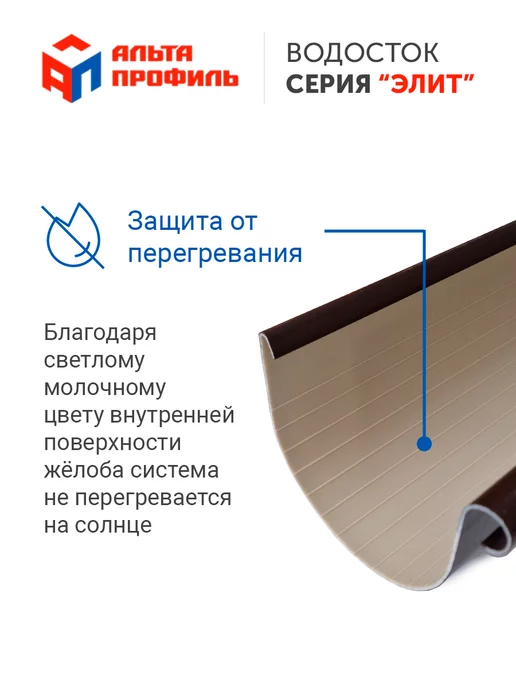 Альта Профиль Желоб водосточный пластиковый 3 шт по 1 м, 2 шт, 1 м, фото 2
