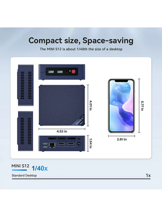 Beelink Мини ПК MINI S12 Intel N95 8 ГБ+256 ГБ, 8 ГБ, 256 ГБ, фото 3