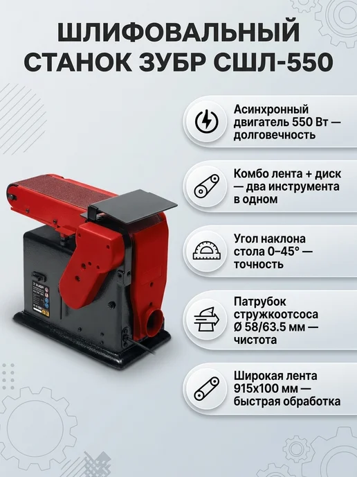ЗУБР Cтанок шлифовальный торельчато-ленточный, вариант, фото 2
