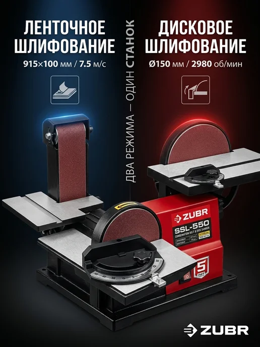 ЗУБР Cтанок шлифовальный торельчато-ленточный, вариант, фото 4