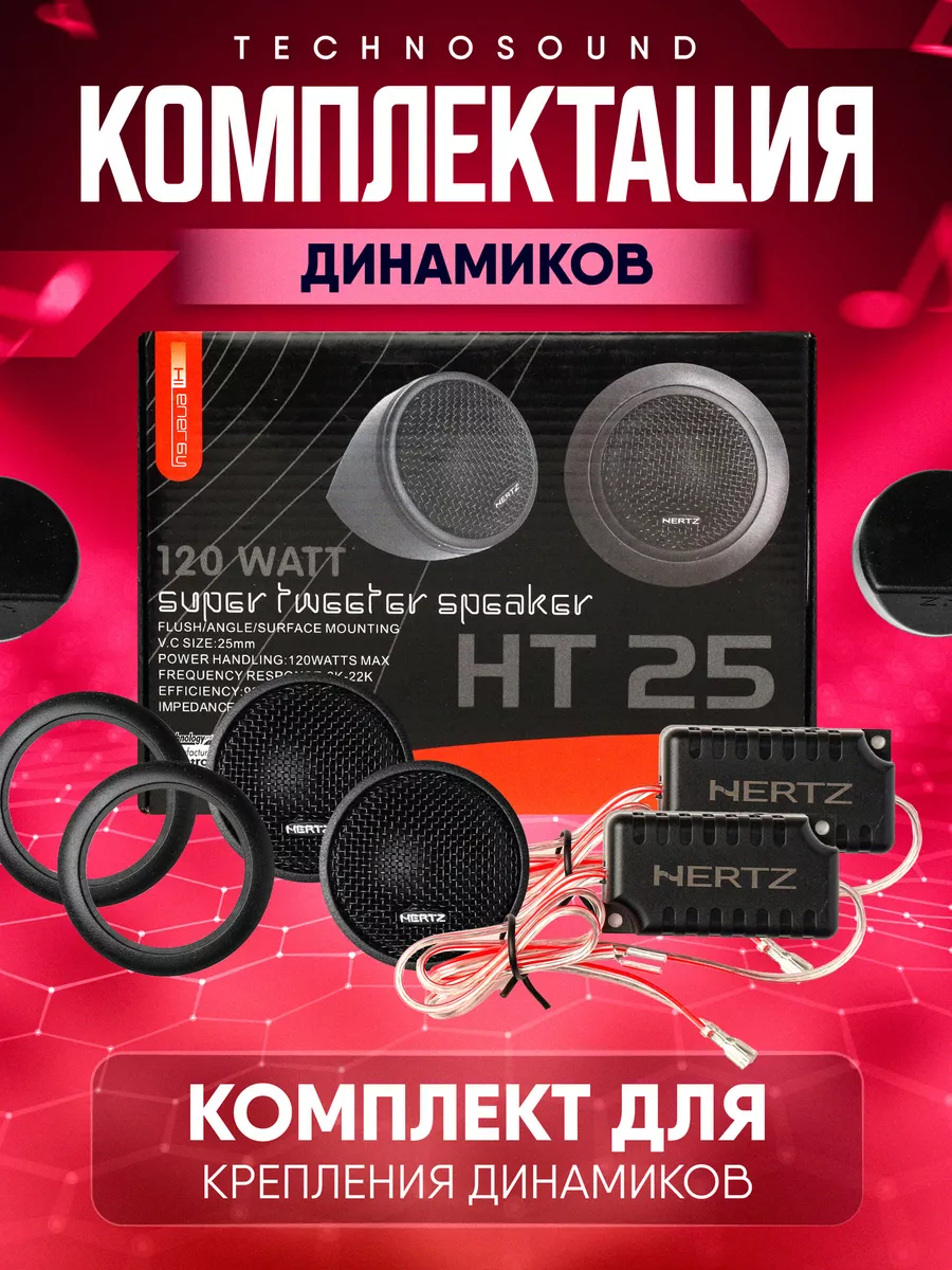 TechnoSound Твитеры автомобильные ht25, динамики в авто