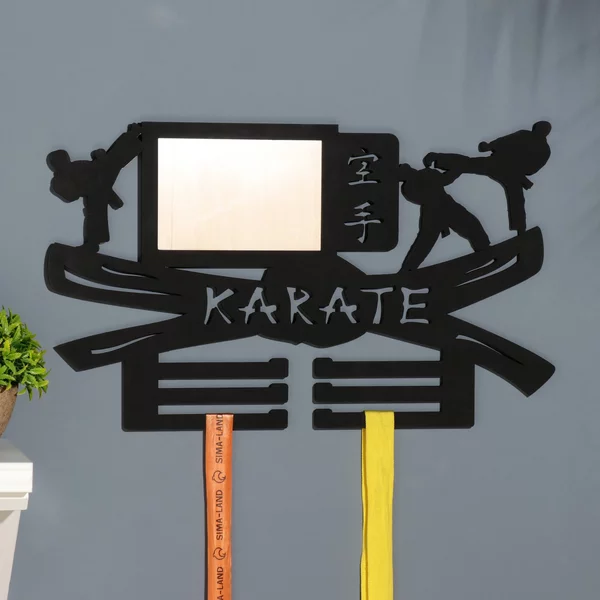 Медальница с фото «Карате» чёрный цвет, 47х27,5 см