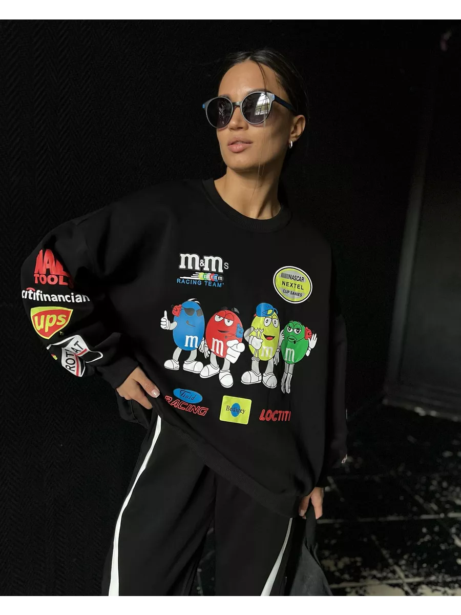 トップス M&Mcustomperformance M&M NEIGHBORHOOD Корейский Свитшот M&M's оверсайз с принтом без начеса Айми Фэшен
